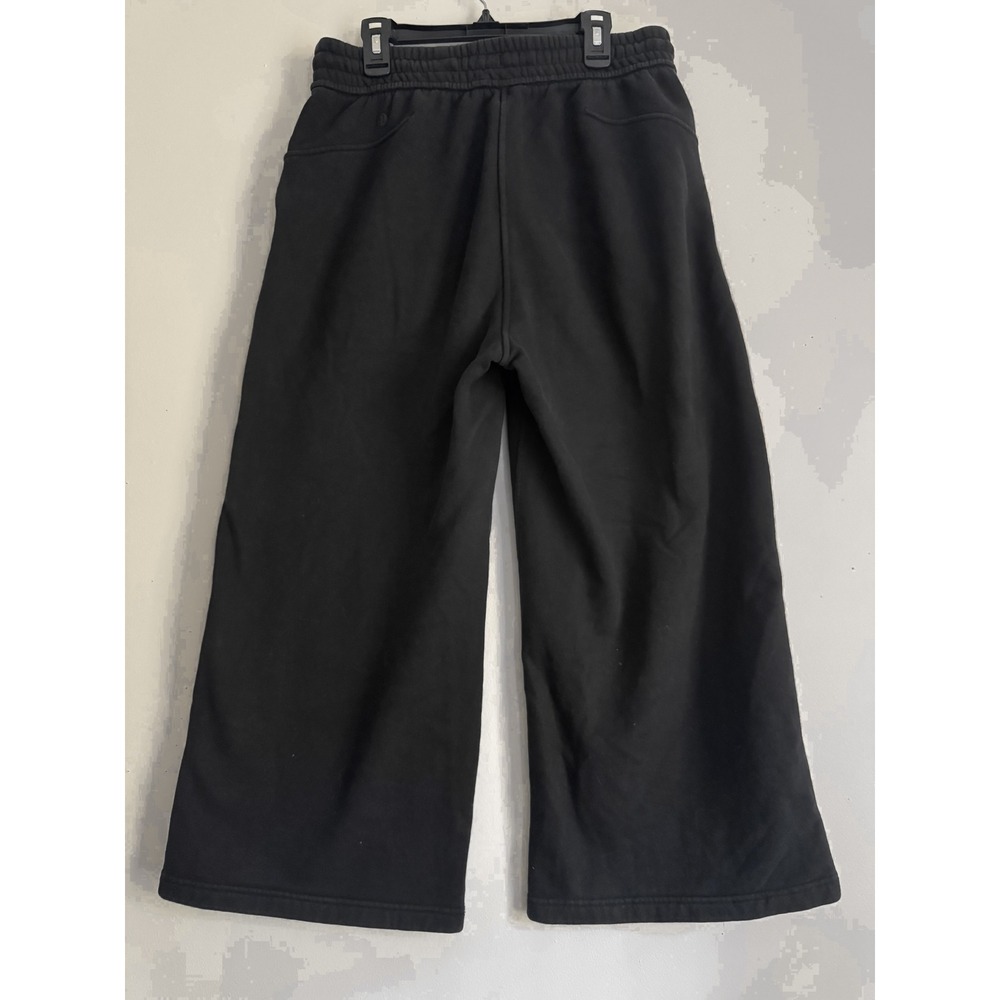 Lululemon Black Wide Leg Cropped Sweatpants High Rise Fleece Size 6 LW6BVDS - Picture 3 of 8